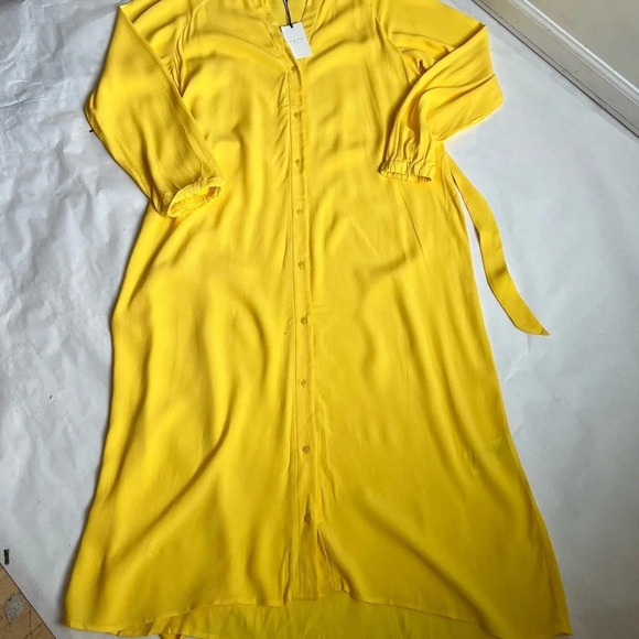 Ya Ya  Womens Sz US 10 Yellow Long Sleeve A-Line Maxi Dress Viscose NWT - Picture 6 of 14